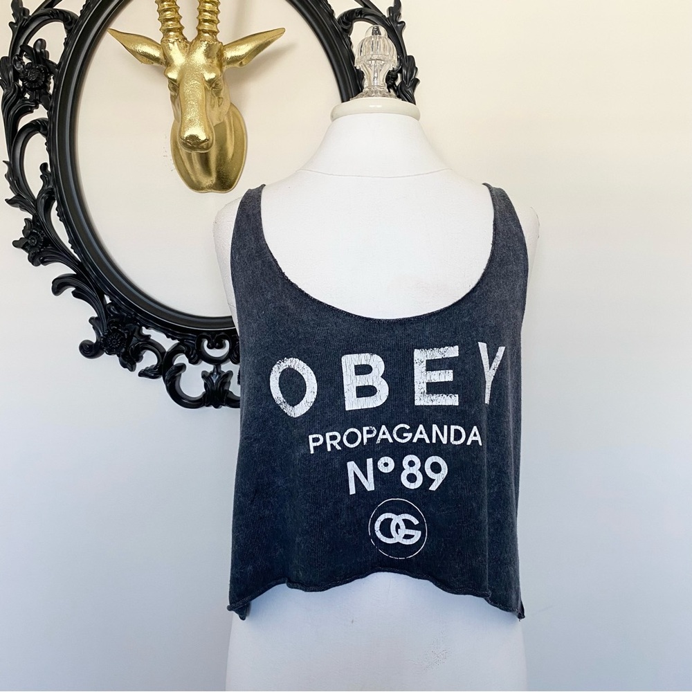 Obey Charcoal Tank Top with White Graphics